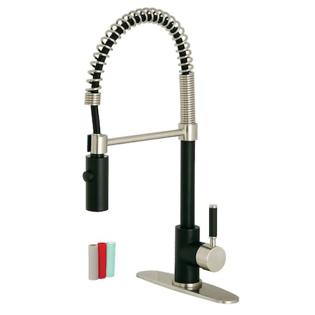 Gourmetier LS8779DKL Kaiser Single-Handle Pre-Rinse Kitchen Faucet, Black/ Nickel LS8779DKL